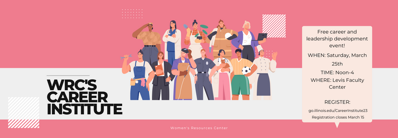 illustrations of diverse women-identified people across industries WRC's Career Institute free career and leadership event