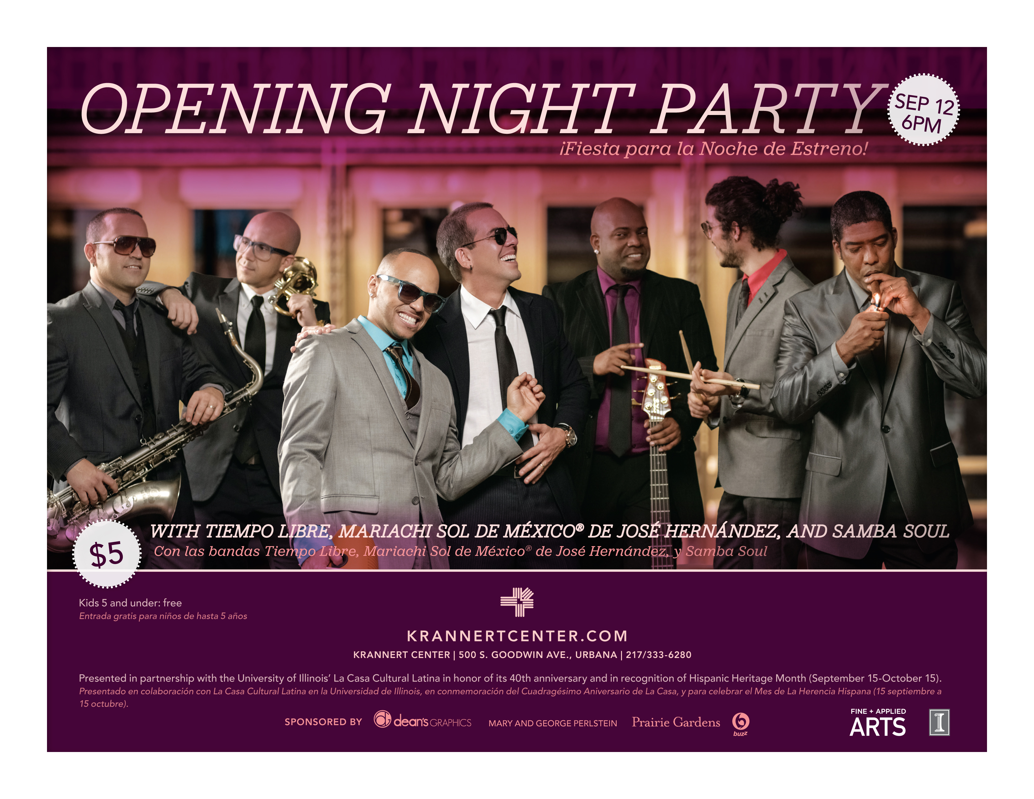 Krannert Opening Night flyer- a group of musicians standing together